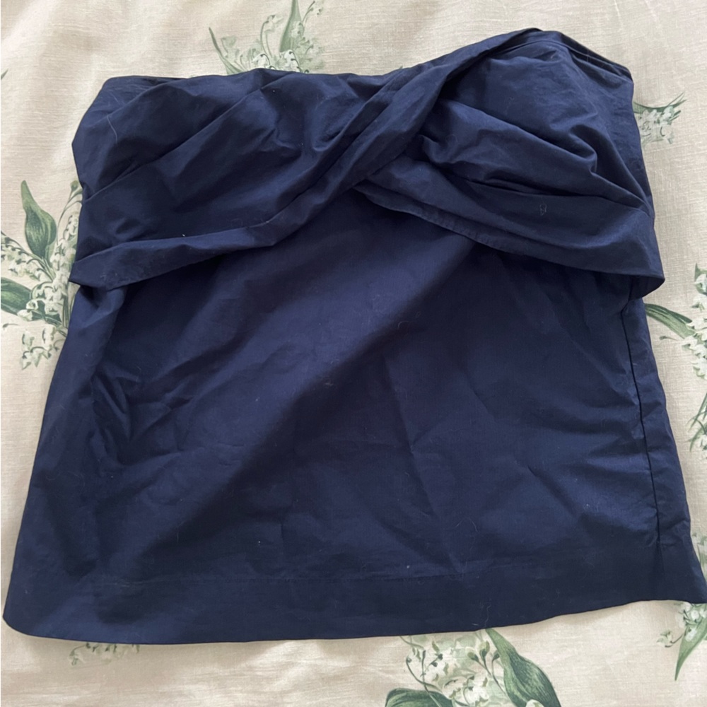J. Crew Navy Strapless Cotton Top, size 2